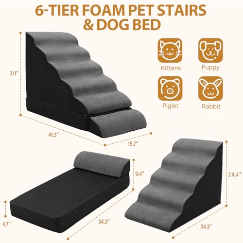 Dog Stairs for High Beds (dark grey)