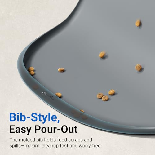 Cat Food Mat Silicone Waterproof Feeding Mat (18"L x 12.5"W / Gray)