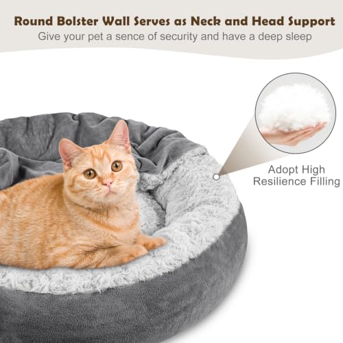 Small Dog Bed Cat Bed with Hooded Blanket (M(26" x 26" x 8") / Dark Grey)
