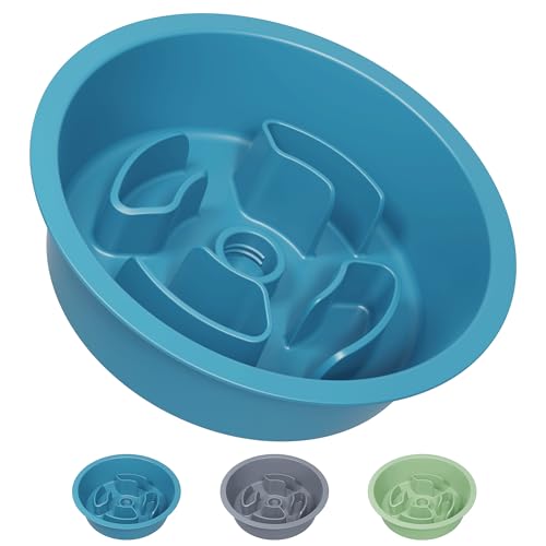 Slow Feeder Dog Bowls for Medium Breeds Fits Raised Feeding Station (Slow Feeder Blue / 1.5 Cup - Fit 6.4-6.7'' Feeder Holes)