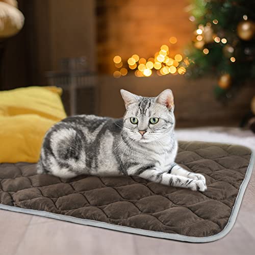 Self Warming Cat Bed Self Heating Cat Mat Thermal Pet Bed Mat Self (27.6"L x 18.8"W x 0.5"Th / Coffee)