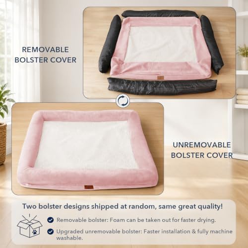 Orthopedic Dog Bed Waterproof Pet Sofa for Large Sized Dogs (Pink / 36.0"L x 27.0"W x 7"Th)