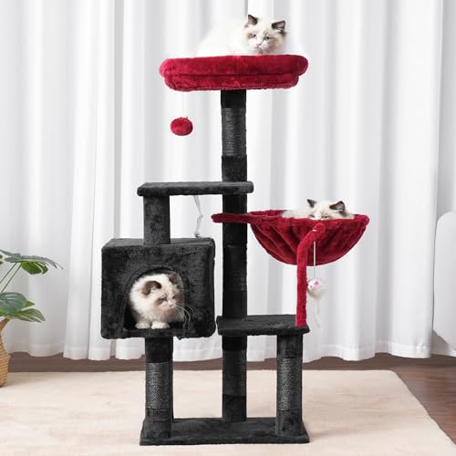 Cat Tree with Toy (43.3 inch / Black and Red)