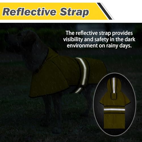 Dog Raincoat Hooded Slicker Poncho with Leash Hole (XX-Large / Yellow)