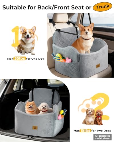 Dog Car Seats for Small Dogs Up to 35 lbs (Grey)