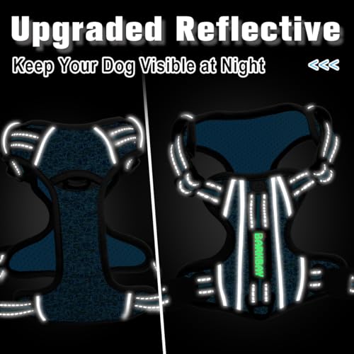 No Pull Dog Harness for Large Dogs (Large(Chest:24.5-32.5") / Blue/Black)