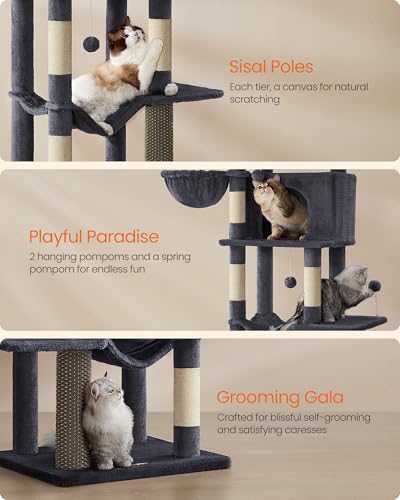 Cat Tree, 69-in Large Cat Tower, Multi-Level Condo, Dark Gray (Dark Gray)