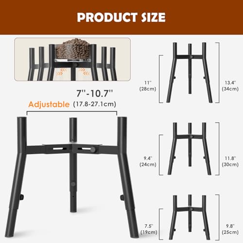 Dog Bowl Stand for Large Dogs (Height: 9.8-13.4", Width: 7-10.7" / Black, 9.8-13.4H-Round)