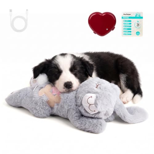 PetPrime Dog Plush Toy with Heartbeat for Puppies (Light Gray)