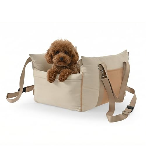 Dog Car Seat Pet Booster for Small (BEIGE)