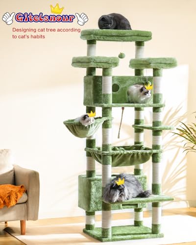 Cat Tree 74" Tower for Large Cats (74 inch / Green)