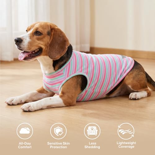 2Pack Cotton Dog Shirt for Small Dogs Soft Striped Tank Top (Medium (7-13lbs) / 04# 2Pack (Purple+Purple Striped))