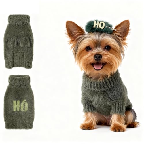 Small Dog Furry Pullover Sweater (F Green(Order One Size Up) / Small)