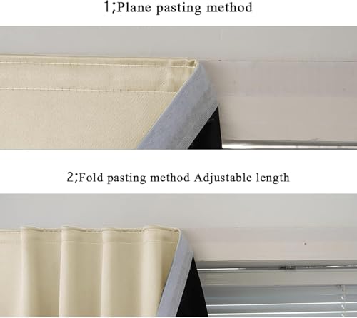 Self Adhesive Curtains 100% Blackout Shades Window Cover Sticky Curtain Portable Easy Open Black Out Curtains for Bedroom Living Room No Drilling (Beige/ Thickened / 59"W x 63"L (Pack of 1))