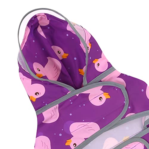 Clear Hooded Dog Raincoat Jacket Poncho with Dog Leash Hole Pr Duck L (Large / Ducks Purple)