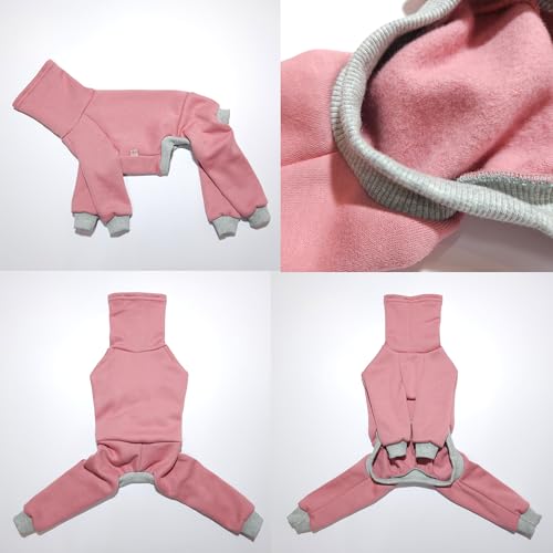 D Doggy Star Italian Greyhound Clothes Stretchy Fleeced Lining Simple Onesie Whippet for Dog Coat (M / Simple Pink)