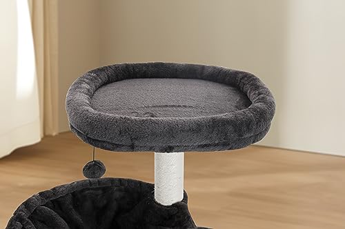 Cat Tree with Cat Condo and Big Hammock (39.4'' Dark grey)