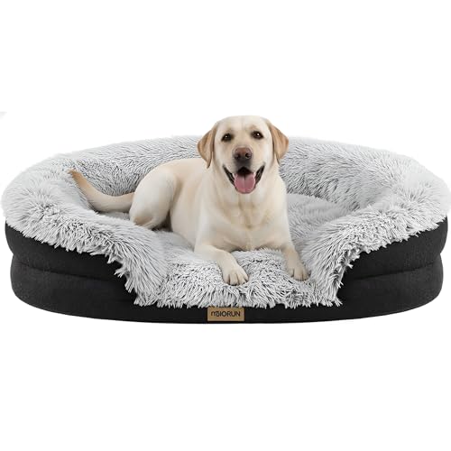 Fluffy Orthopedic Dog Beds Large Sized Dog (Gray / XL(48", UP to 110lbs))