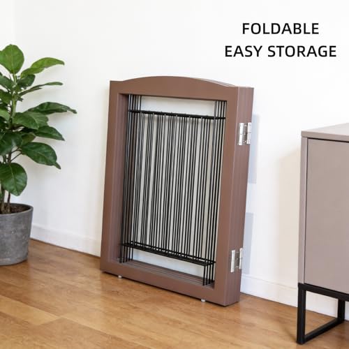 Freestanding Dog Fence Indoor (Brown / 【6 Panels】120''w x 24''h)