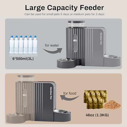 Gravity Automatic Cat Feeder (Large (0.8 Gallon x 2) / Black Grey)