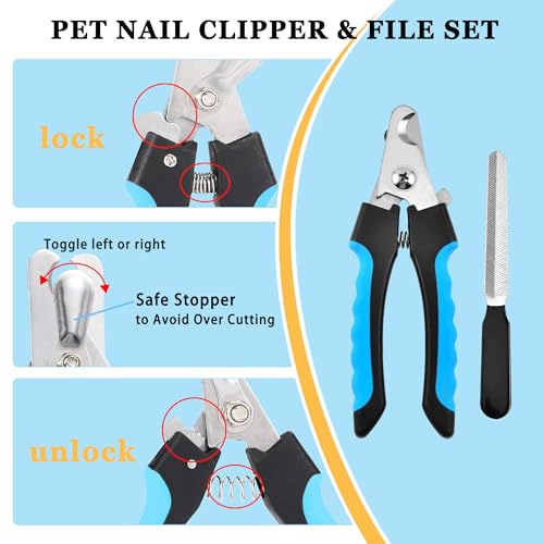 7PCS Dog Grooming Brush Kit for Shedding and Matted Fur (Blue)