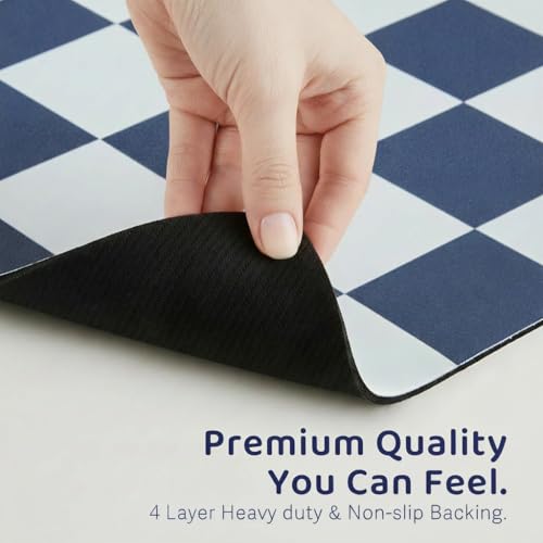 Checkered Dog Feeding Mat (19"L x 12"W / Navy)