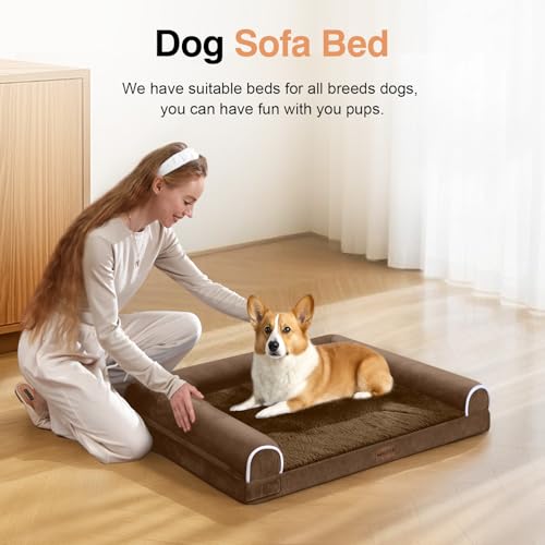 Orthopedic Dog Bed for Medium Dogs (Coffee / 28.0"L x 19.0"W x 5.5"Th)