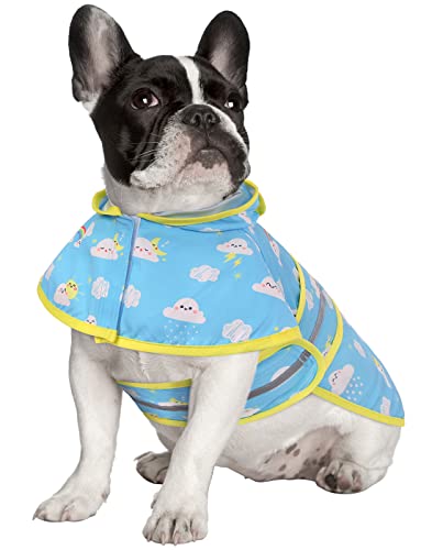 Dog Raincoat with Hood & Leash Hole S (Medium / Cartoon Storm)