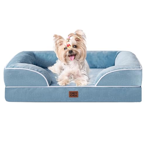 Orthopedic Small Dog Bed (Washed Blue / 24.0"l X 18.0"w X 6.0"th)
