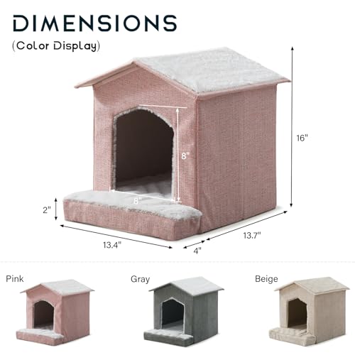 Cat Beds for Indoor Cats (Pink / 13.7"D x 13.4"W x 16"H)