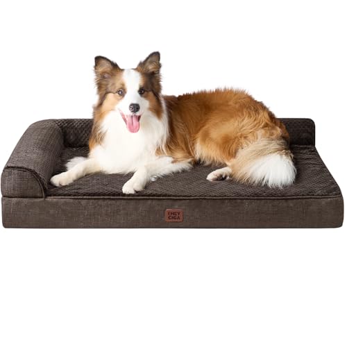XL Dog Bed Memory Foam for Crate (Brown / 41.0"L x 27.0"W x 6.5"Th)