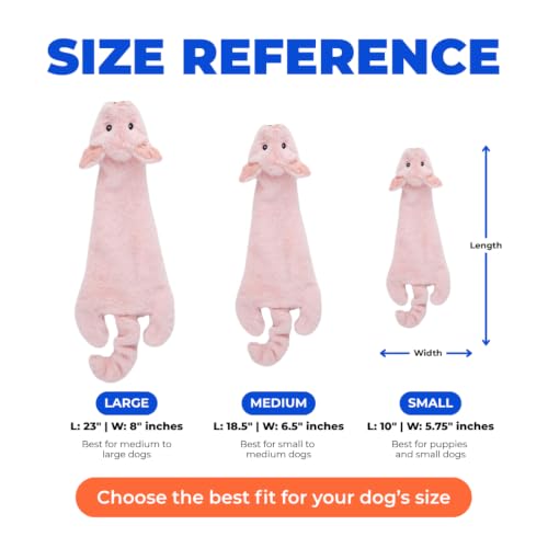 2-in-1 Stuffless Squeaky Dog Toy - Pig, Medium (Pig / Medium)