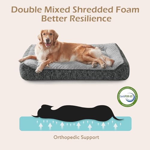 XL Orthopedic Dog Bed for Large Dogs (XL Plus(45"L x 32"W x 9.5"Th) / Light Grey)