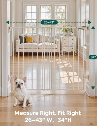 Baby Gate for Stairs (*White / 34" H, 26-43" W-Standard 2 Pcs)