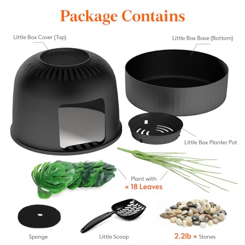 Hidden Plant Cat Litter Box with Stainsteel Scoop (Black)