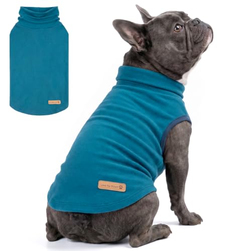 Dog Sweater Soft Fleece Warm Turtleneck Dog Sweaters for Small Dogs (Large / Blue)