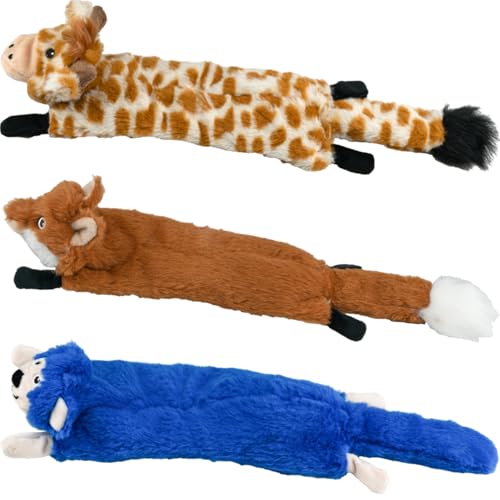 Dog Squeaky Toys No Stuffing 3 Pack (Medium / Fur Plush-3 Pack)