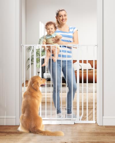 40" Extra Tall Baby Gate No Drilling (White / 29-40"Wide, 40"Tall)