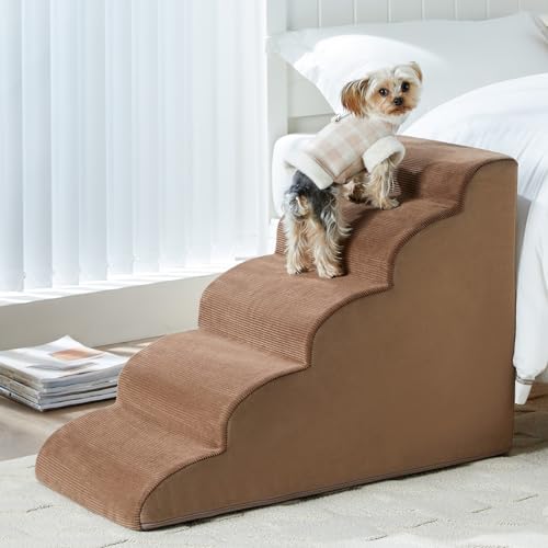 Dog Stairs for High Beds (Fleece Brown)
