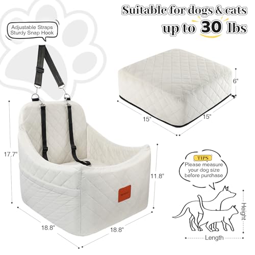 Dog Car Seat for Dogs up to 35lbs (Beige / Medium)