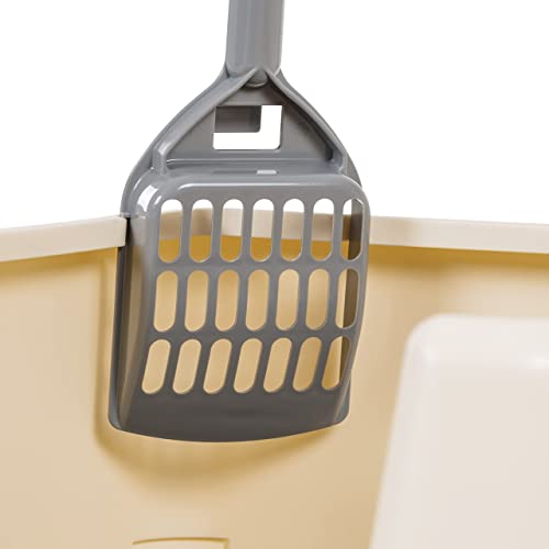 Large Cat Litter Box with High Sides (Grey/Beige / Open Top)