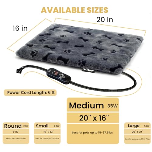 Pet Heating Pad for Cats Dogs (Gray / M: 20" x 16")