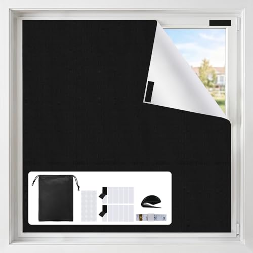 100% Blackout Curtains Bedroom No Drill DIY Curtains 57" W x 39" H (Black / 57"W x 39"L (Pack of 1))