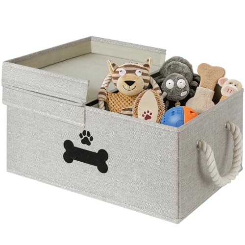 Dog Toy Basket with Double (Gray / Large)