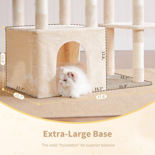 Heavy Duty Cat Tree with Large Base for Large Indoor Cats HCT026M (Beige / L)