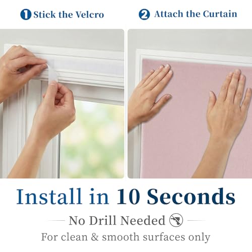 100% Blackout Self Adhesive Curtains (46"W x 60"L (Pack of 1) / Light Pink)