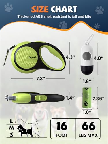 Retractable Dog Leash with LED Flashlight (Black-Green)