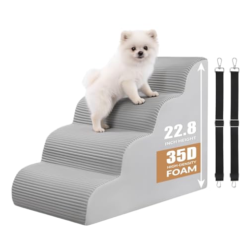 Dog Stairs for Bed Up to 24" H (Gray / 4-Steps)