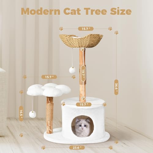 Modern Cat Tree (White / 36.6'')