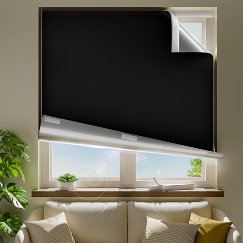 100% Blackout Curtains for Bedroom (Black / 58"W x 36"L (Pack of 1))